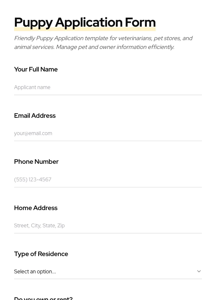 Puppy Application preview