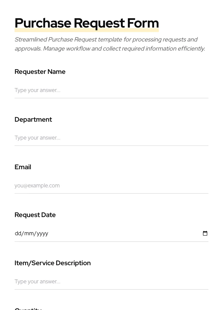 Purchase Request preview