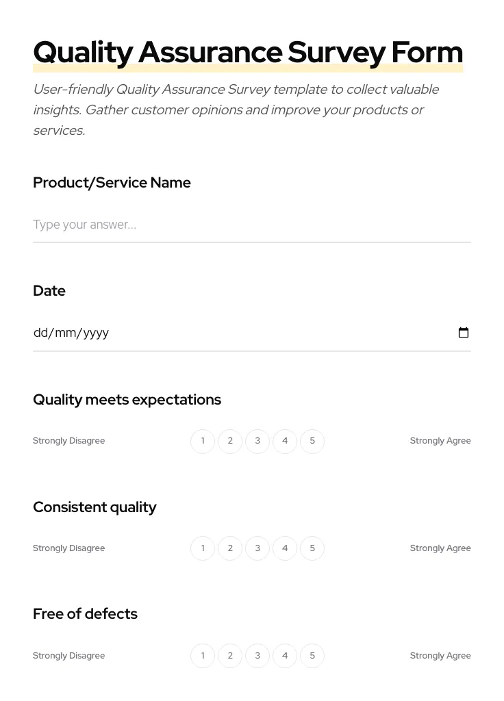 Quality Assurance Survey preview