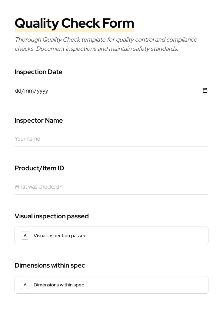 Quality Check preview