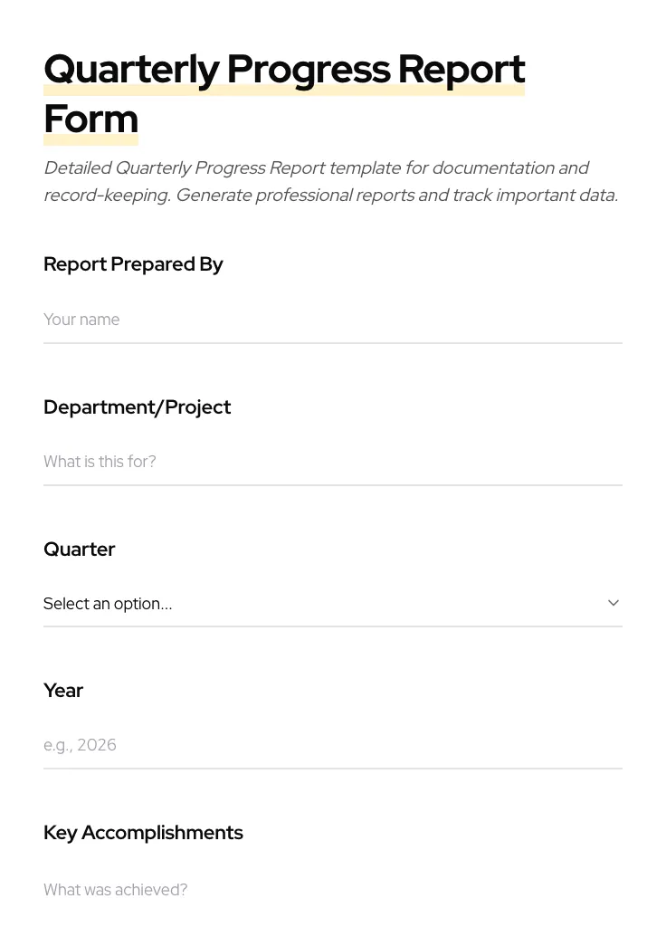 Quarterly Progress Report preview