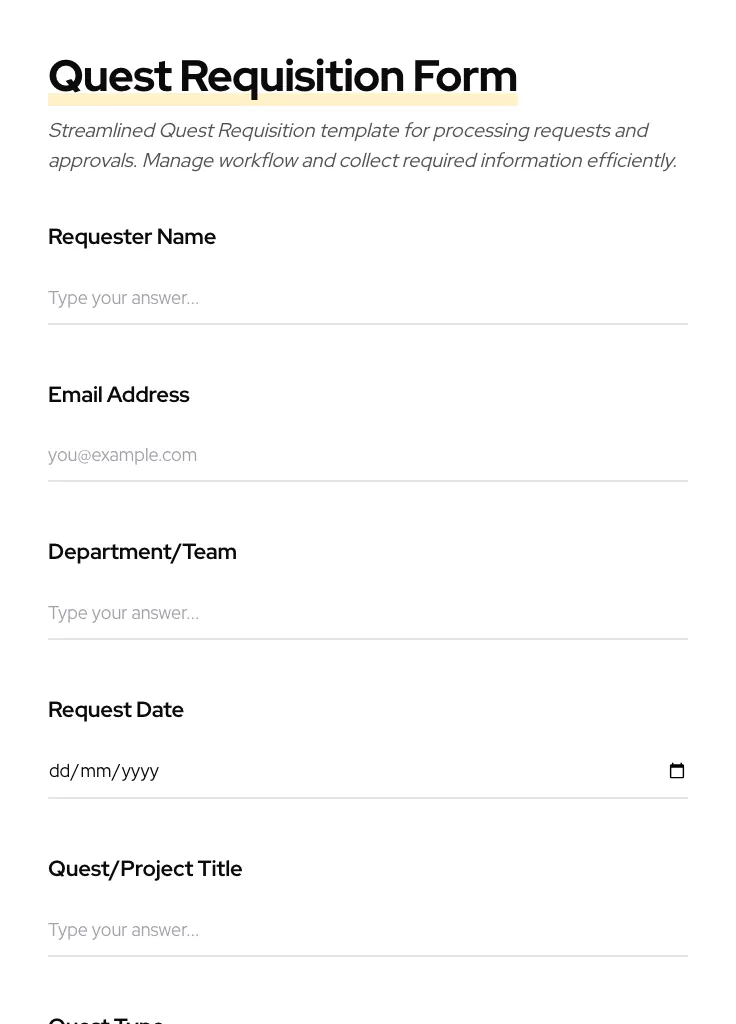 Quest Requisition preview