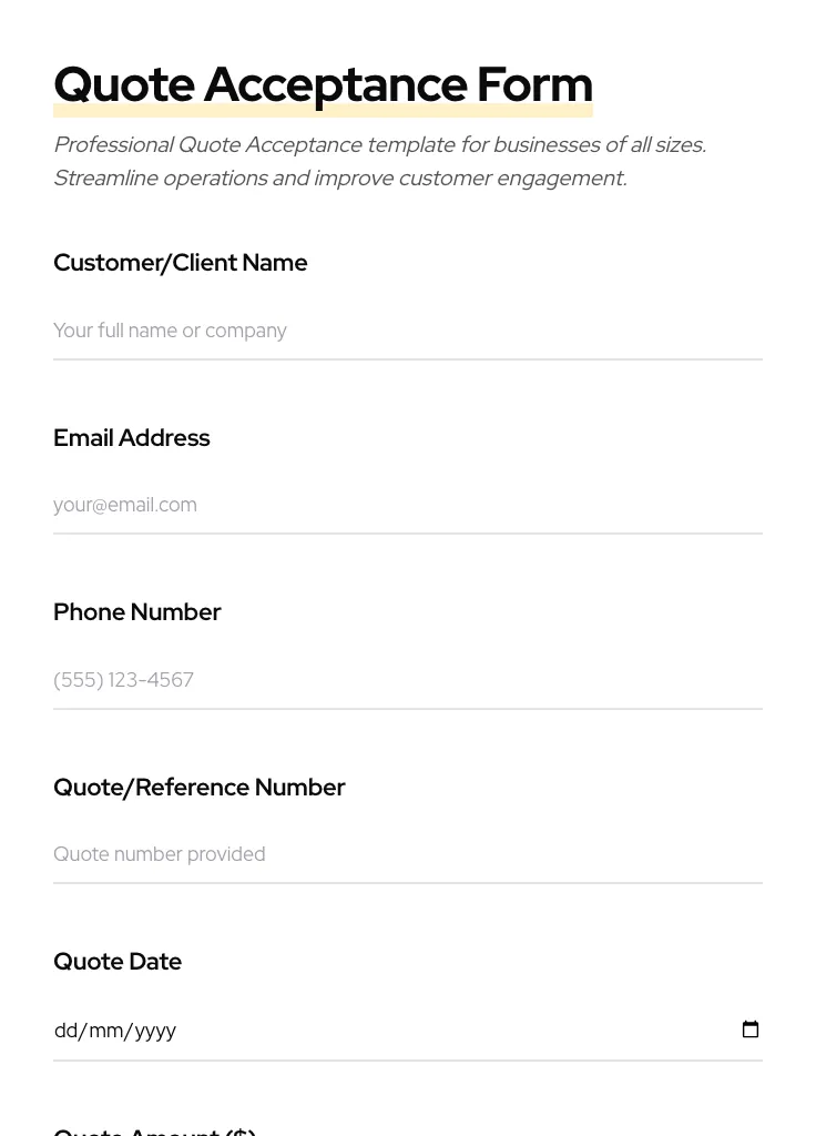 Quote Acceptance preview