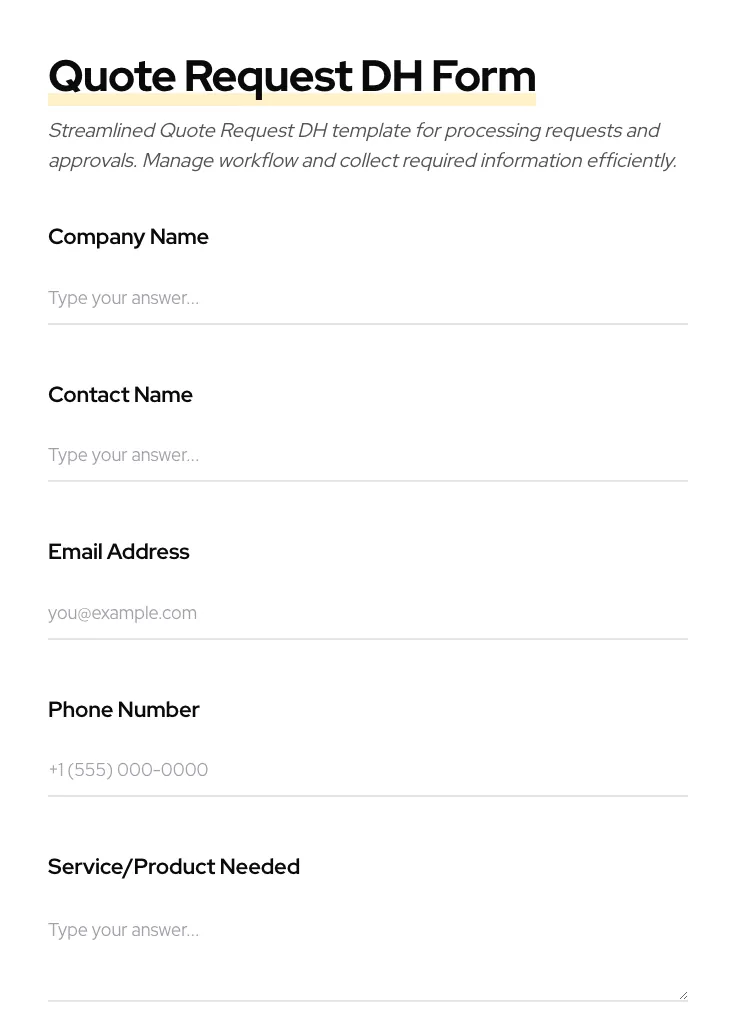 Quote Request DH preview