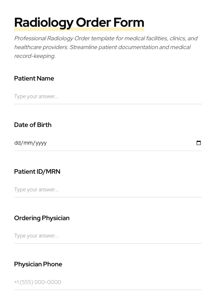 Radiology Order preview