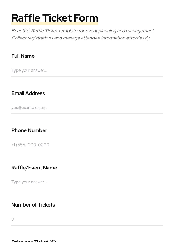 Raffle Ticket preview