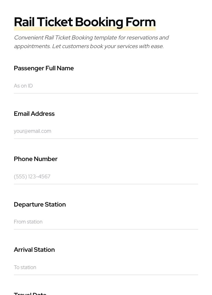 Rail Ticket Booking preview