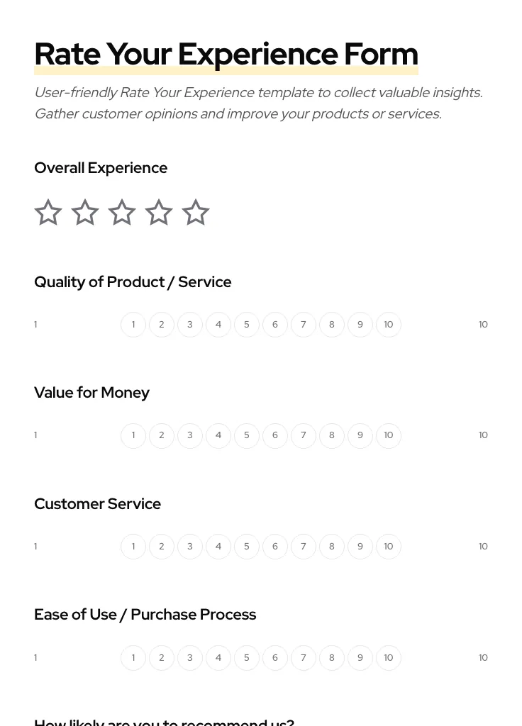 Rate Your Experience preview