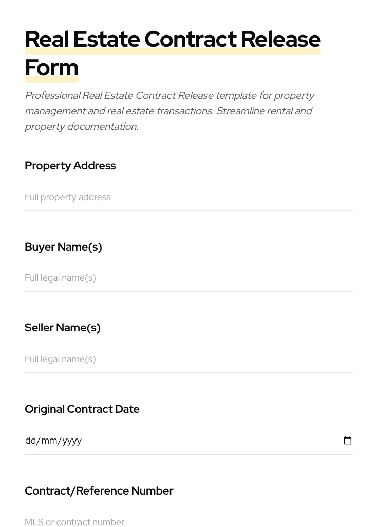 Real Estate Contract Release preview