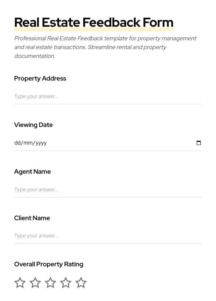Real Estate Feedback preview