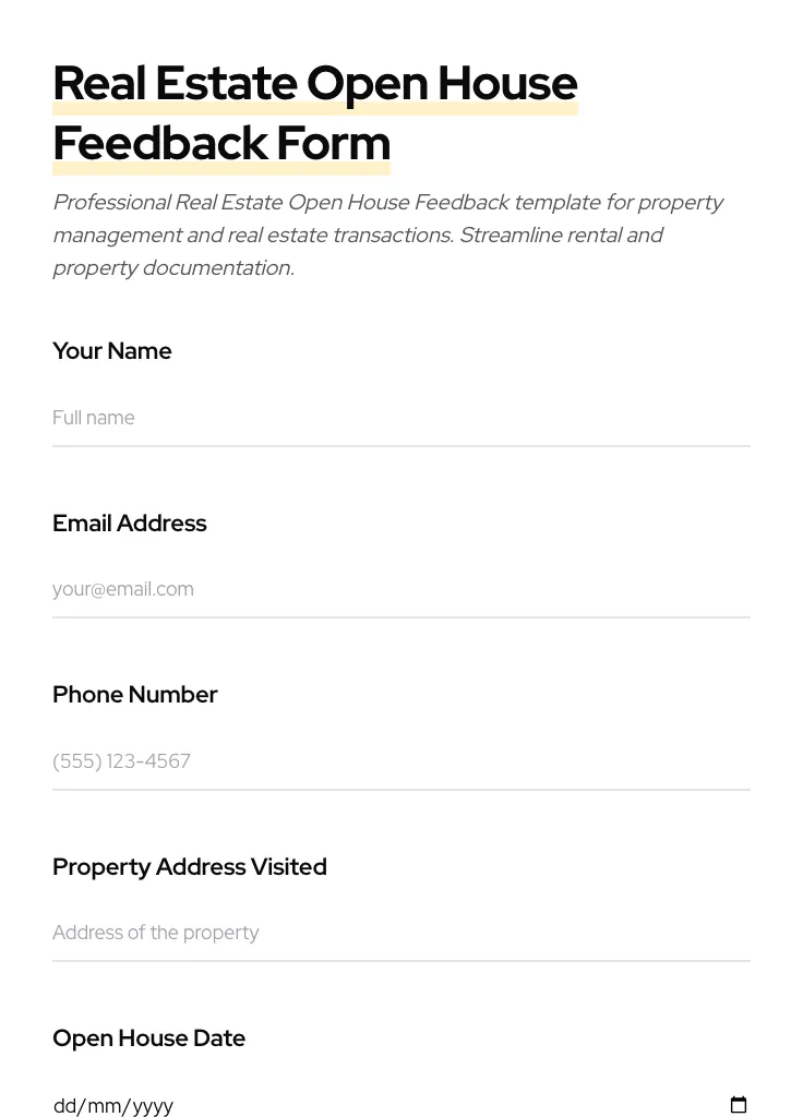 Real Estate Open House Feedback preview