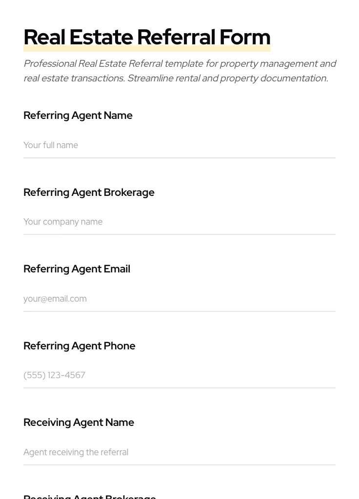 Real Estate Referral preview