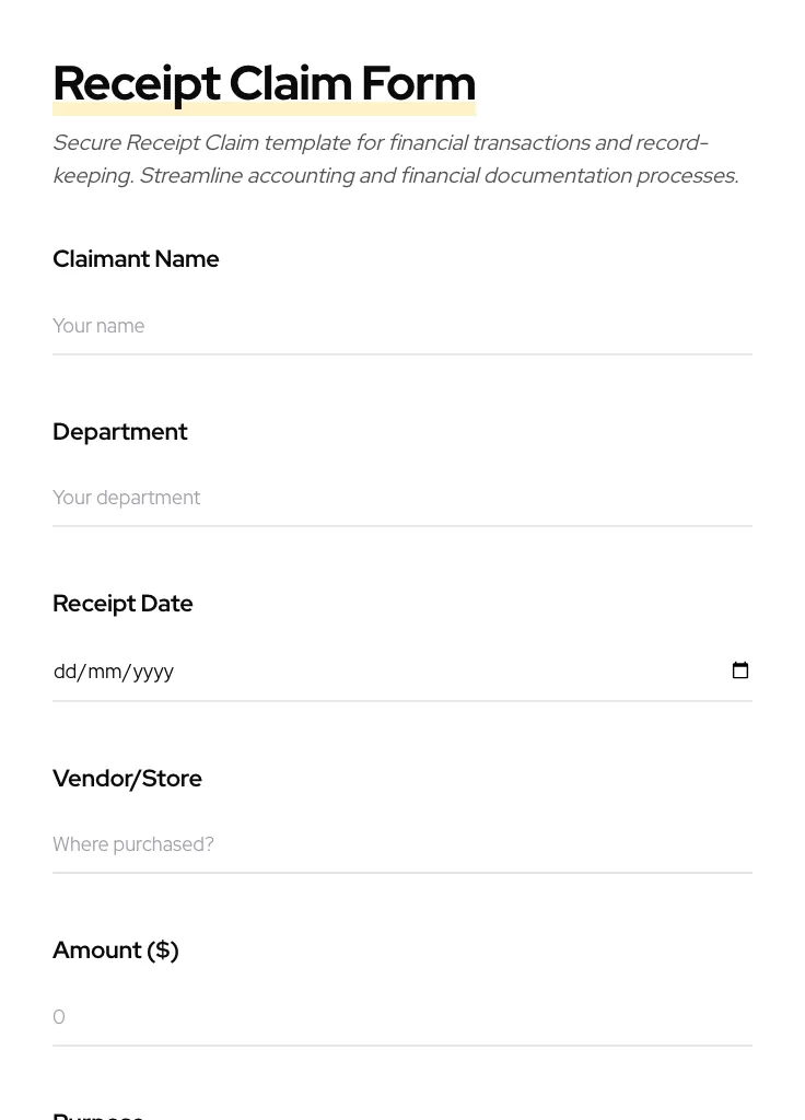 Receipt Claim preview