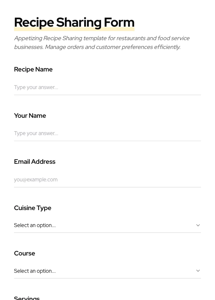 Recipe Sharing preview