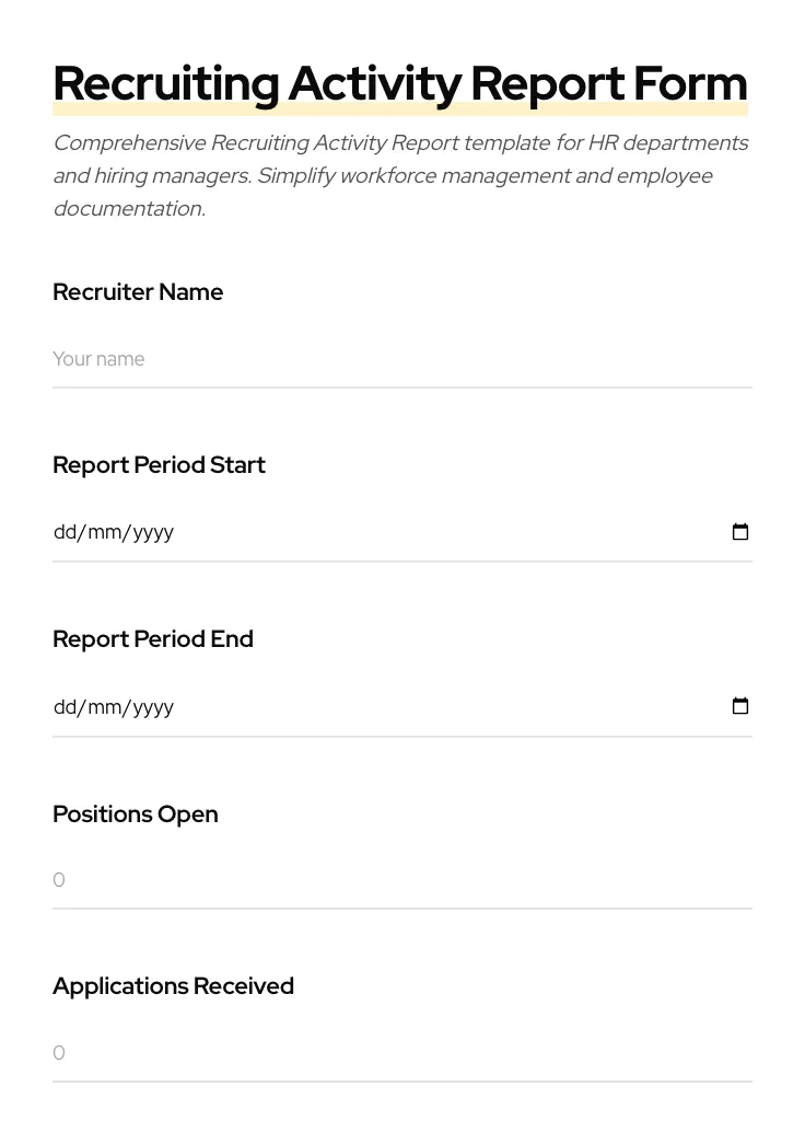 Recruiting Activity Report preview