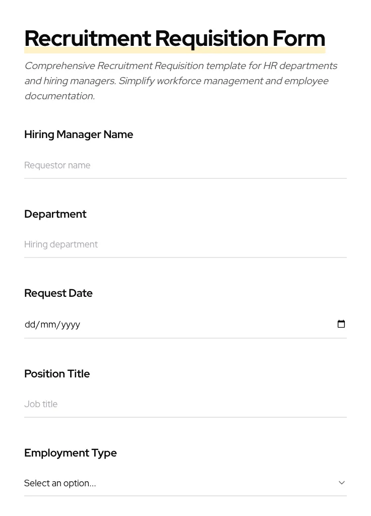 Recruitment Requisition preview
