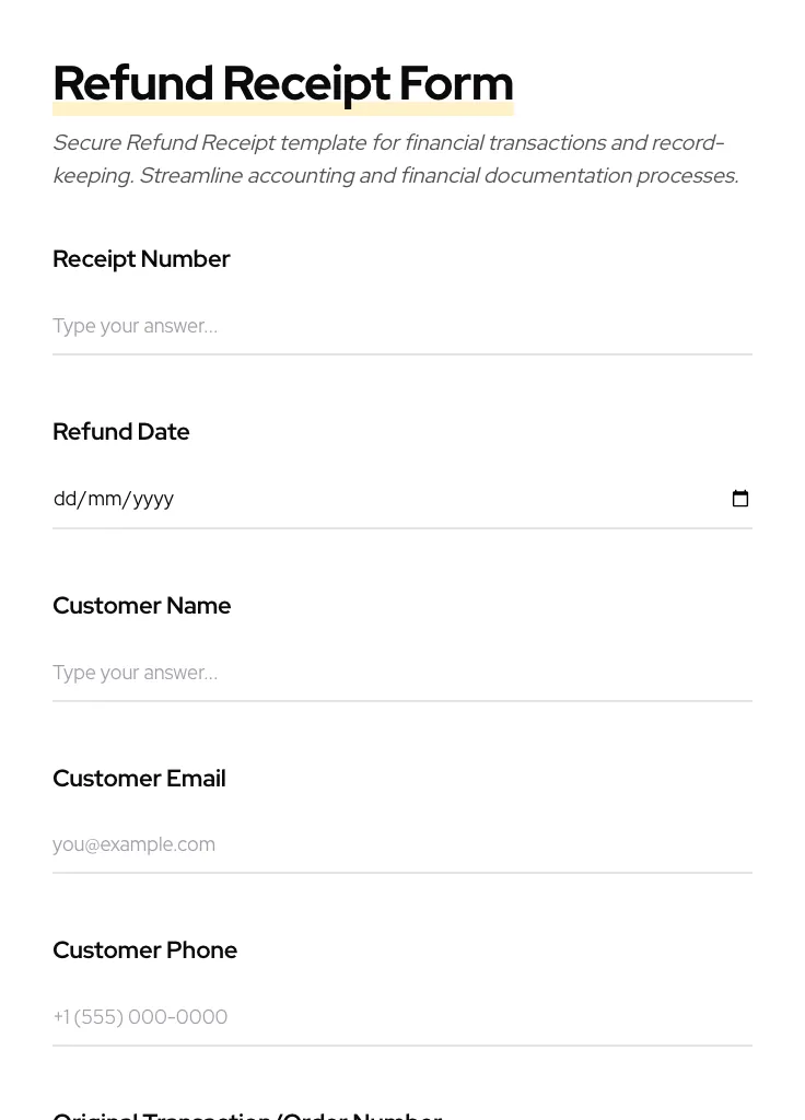 Refund Receipt preview