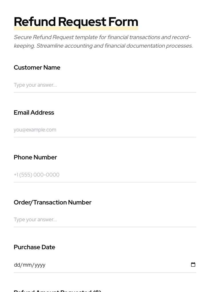 Refund Request preview