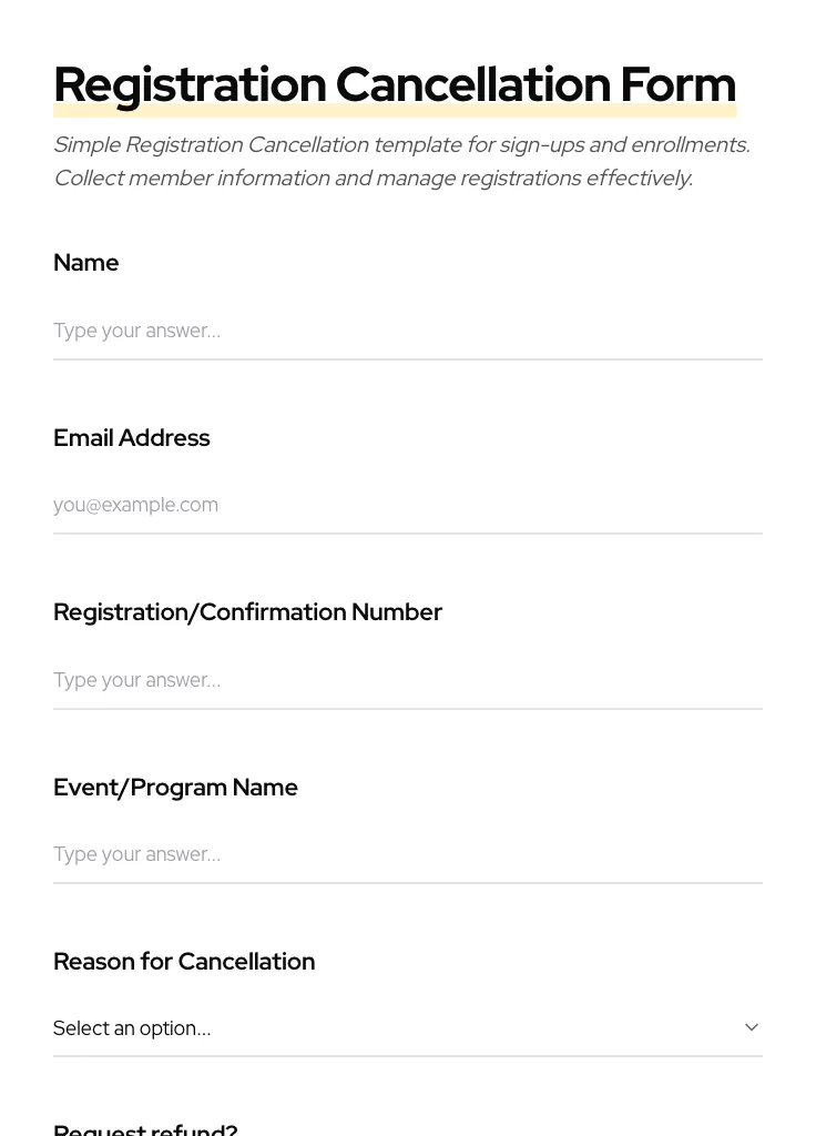 Registration Cancellation preview