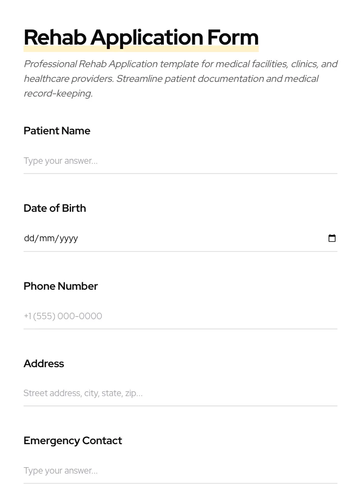 Rehab Application preview