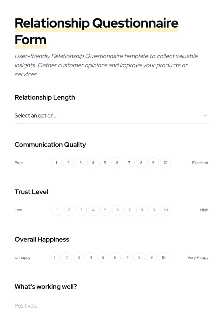 Relationship Questionnaire preview