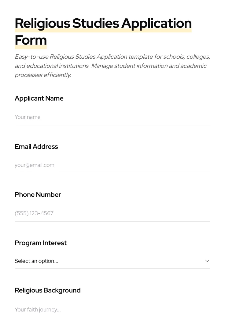 Religious Studies Application preview