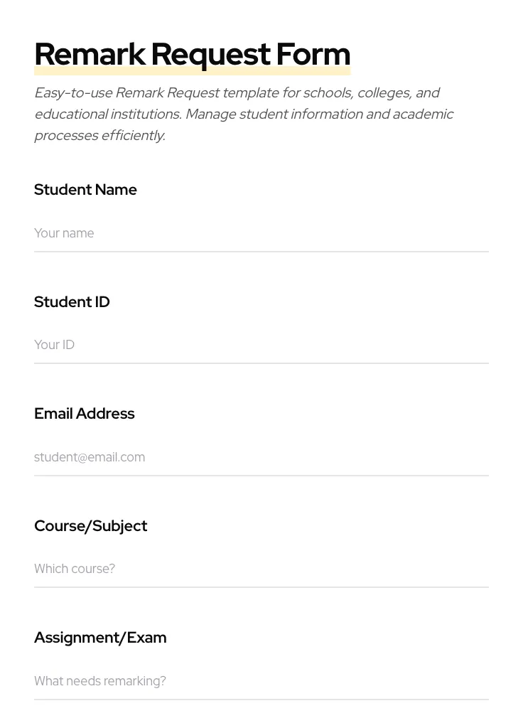 Remark Request preview