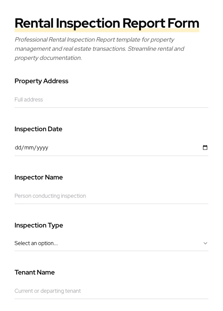 Rental Inspection Report preview