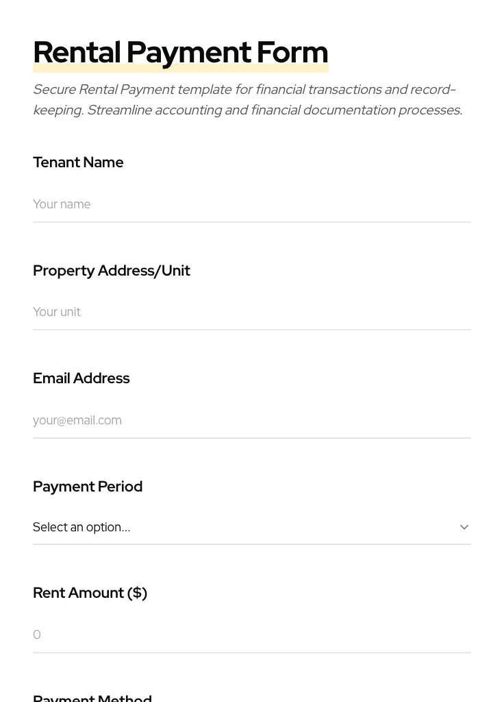 Rental Payment preview
