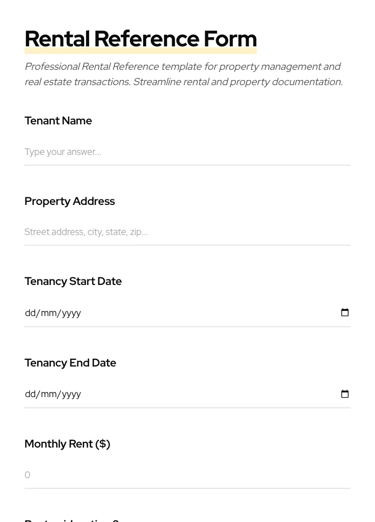 Rental Reference preview