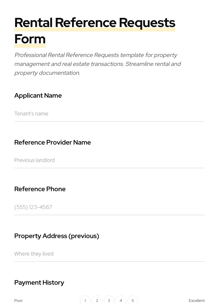 Rental Reference Requests preview
