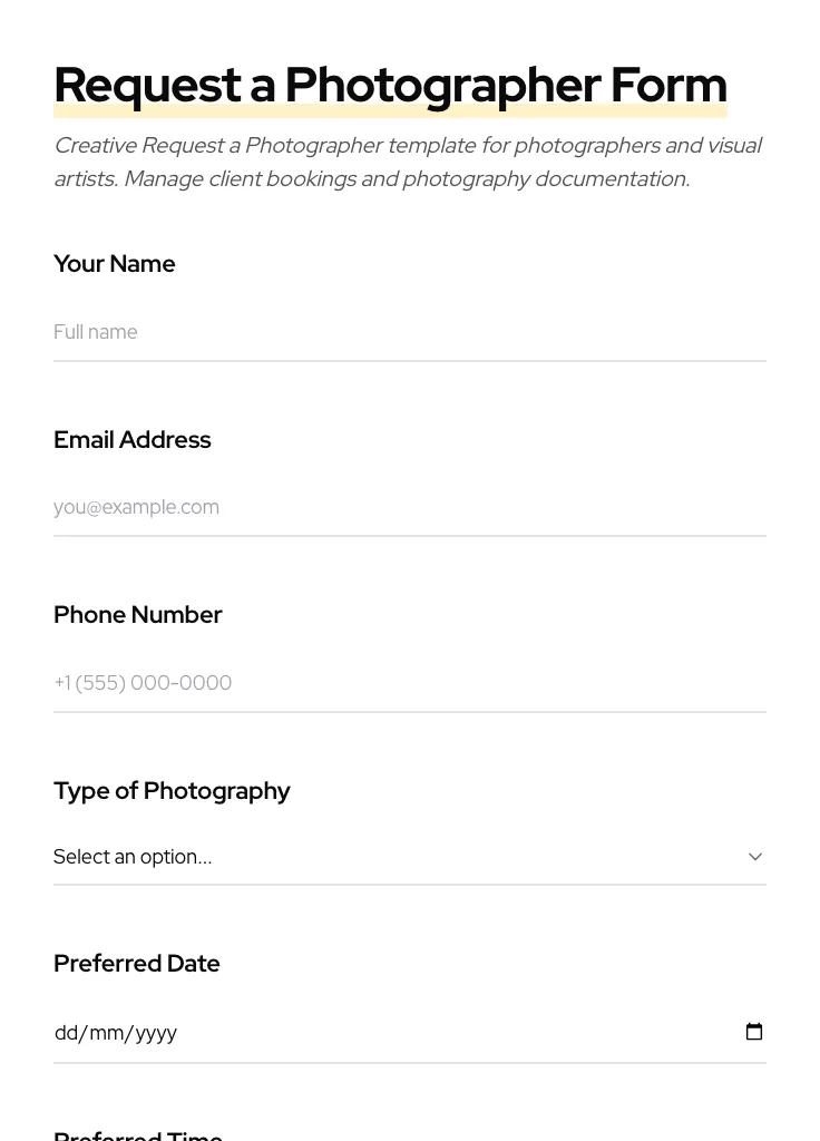 Request a Photographer preview