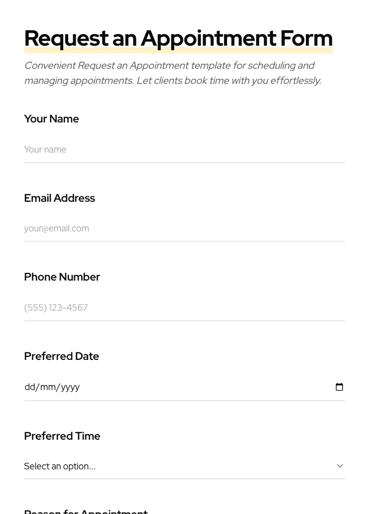 Request an Appointment preview