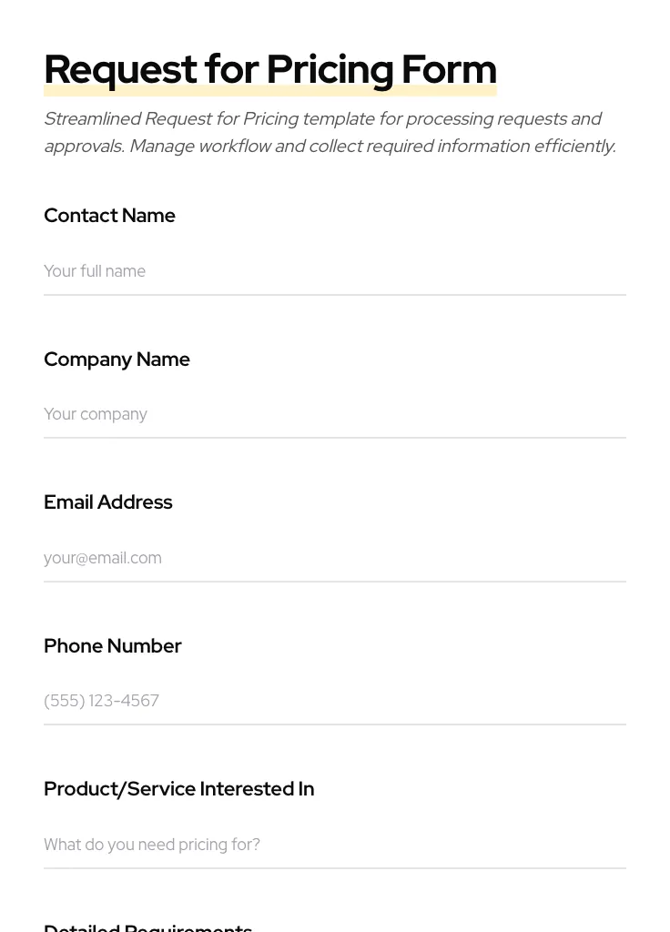 Request for Pricing preview