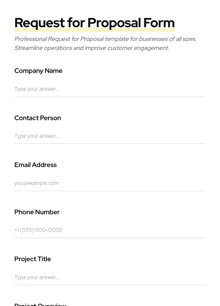 Request for Proposal preview
