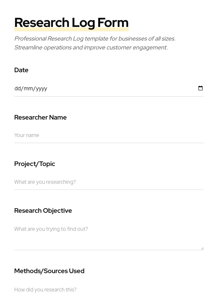 Research Log preview