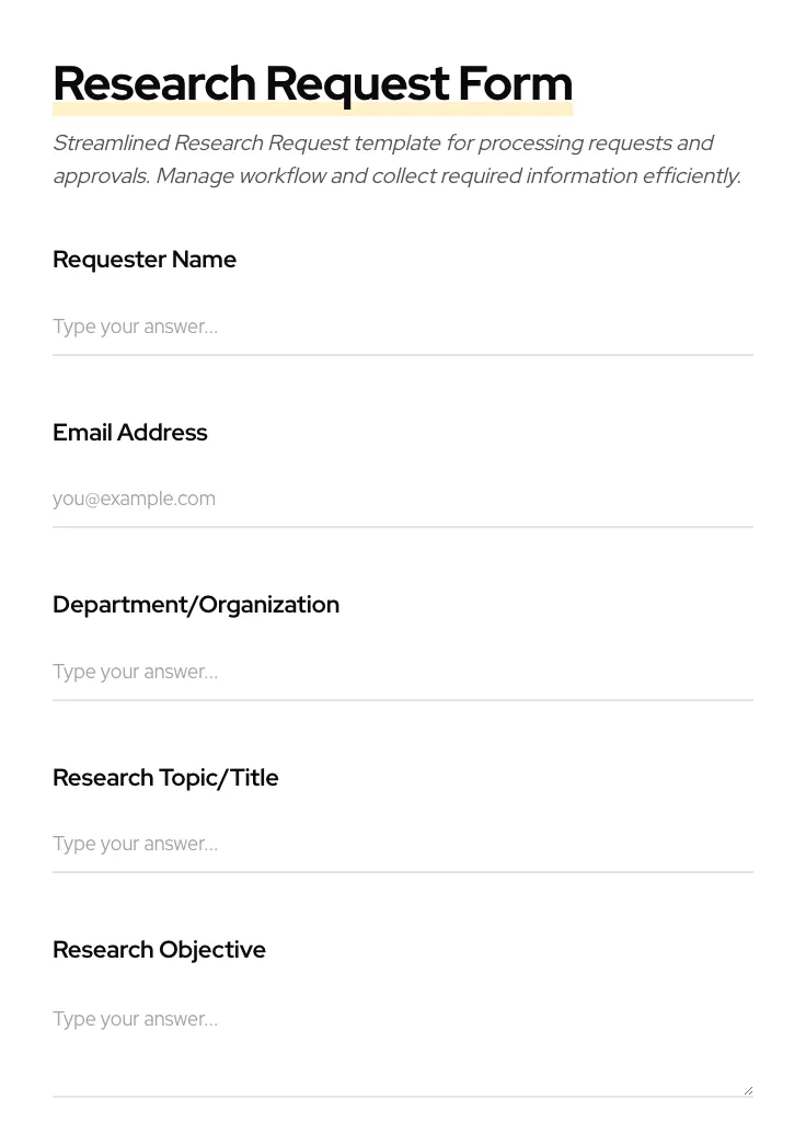 Research Request preview