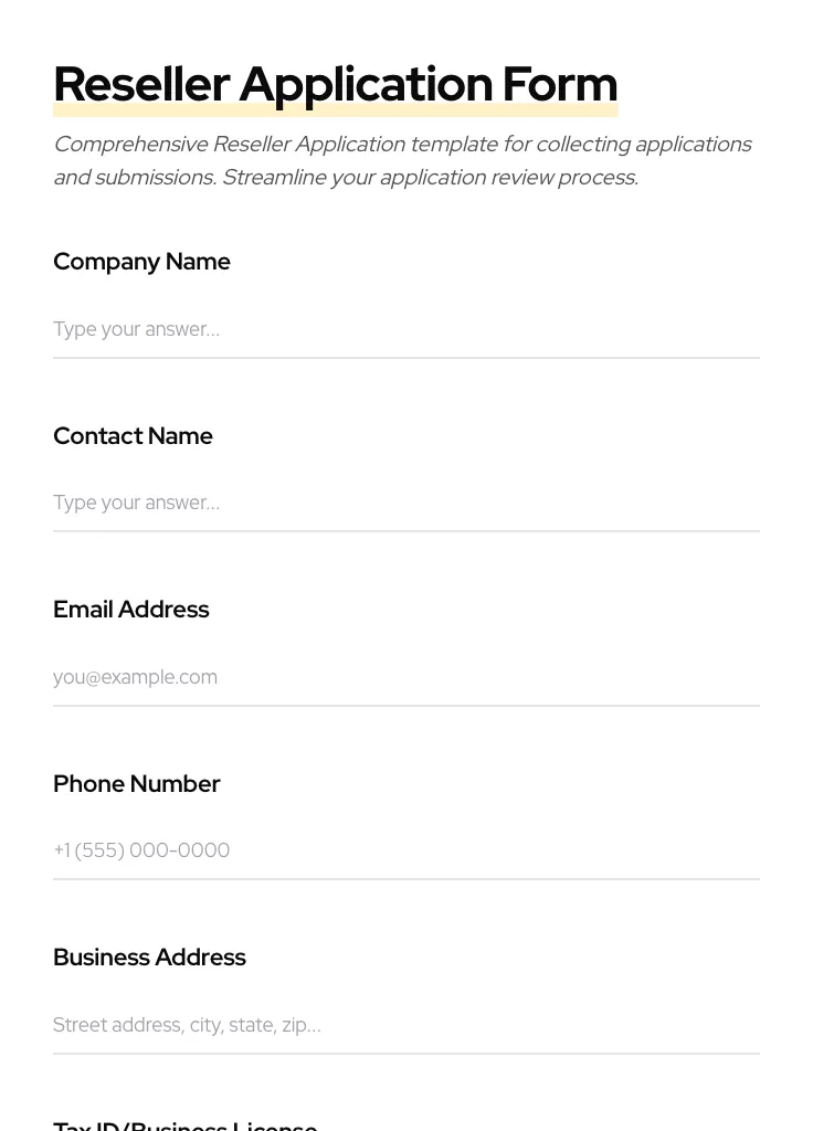 Reseller Application preview