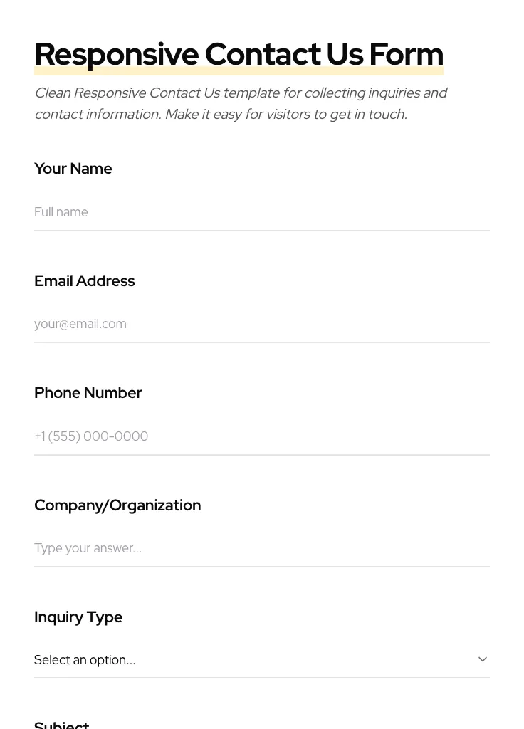 Responsive Contact Us preview