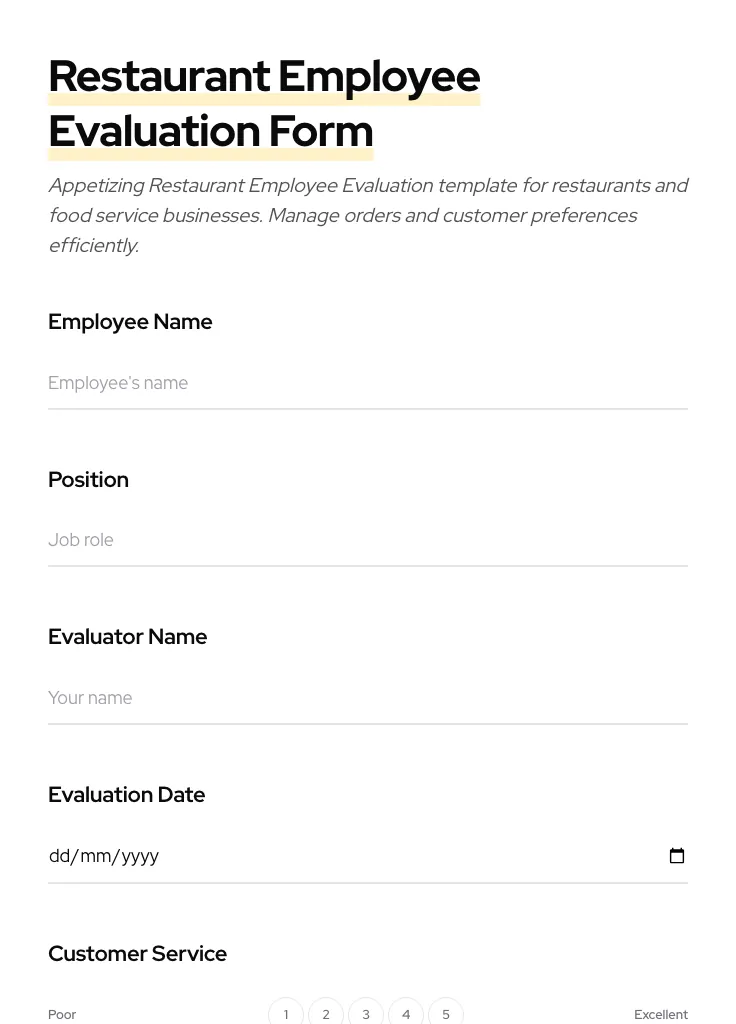 Restaurant Employee Evaluation preview