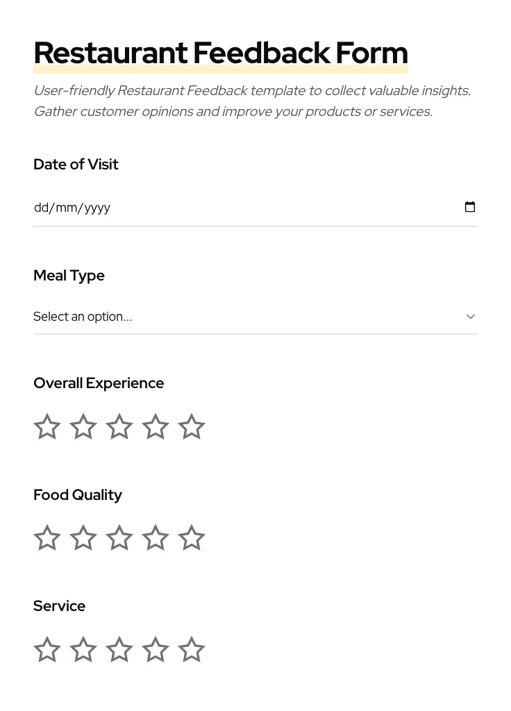 Restaurant Feedback preview