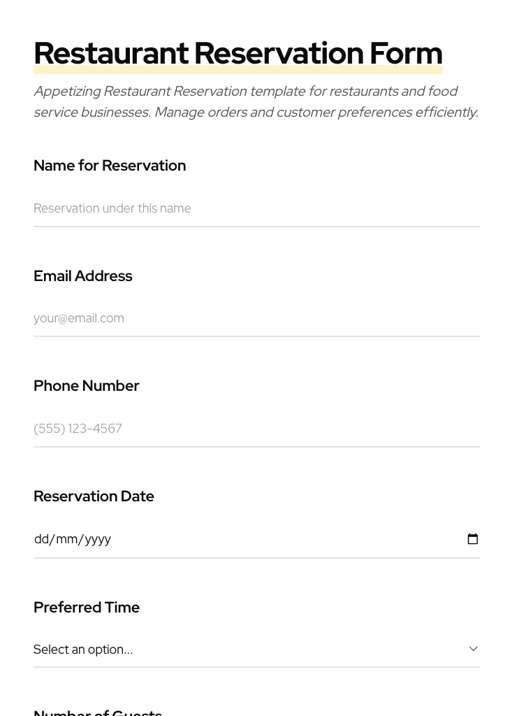 Restaurant Reservation preview