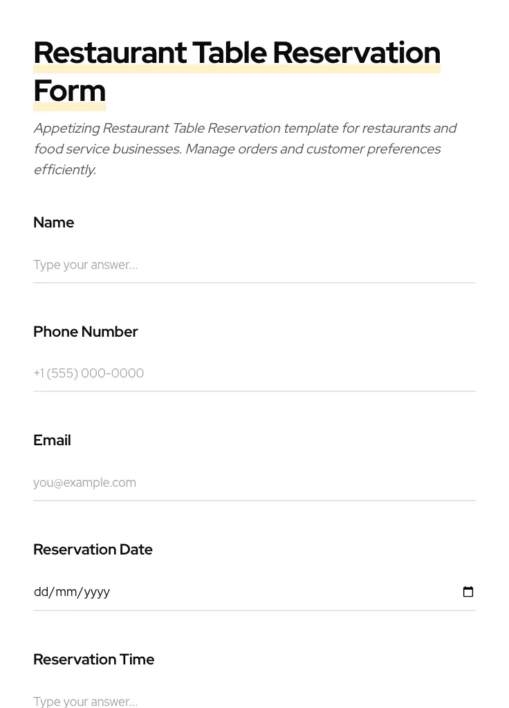Restaurant Table Reservation preview