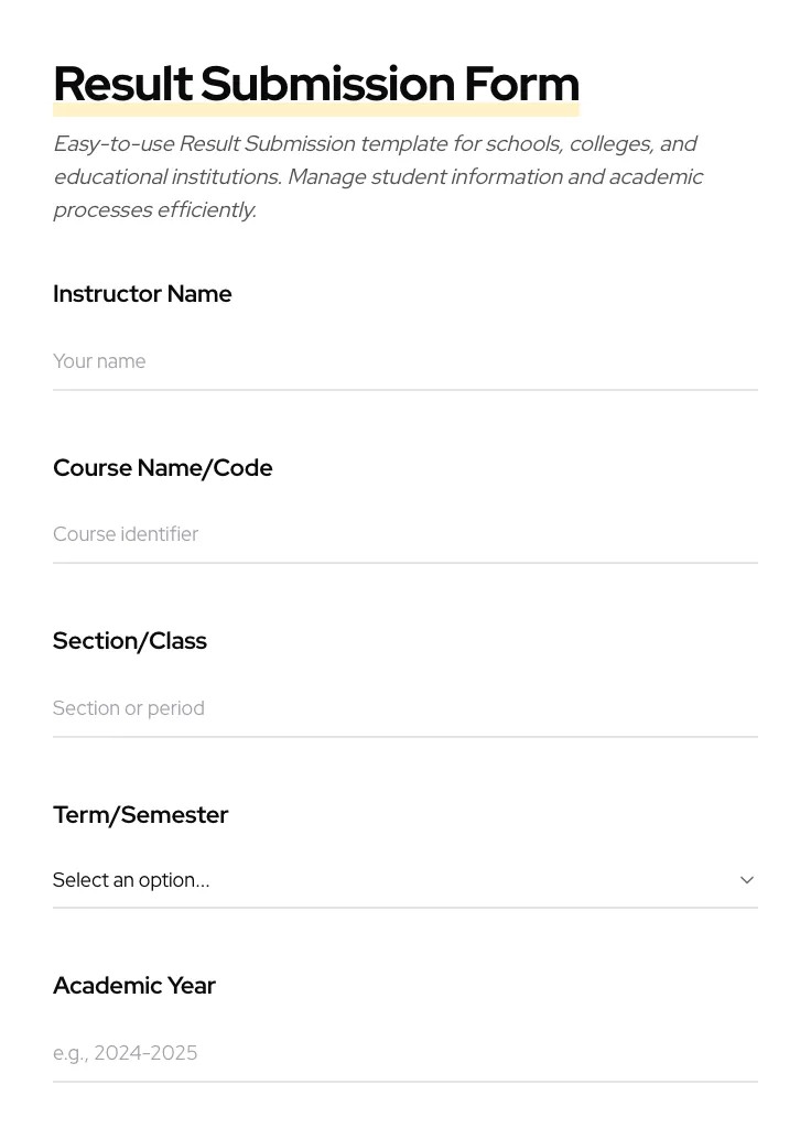 Result Submission preview