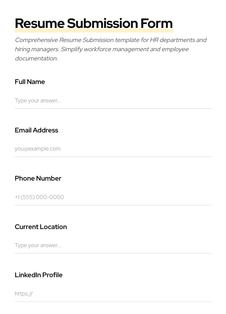 Resume Submission preview
