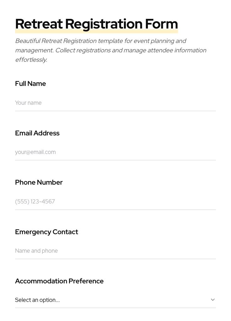 Retreat Registration preview