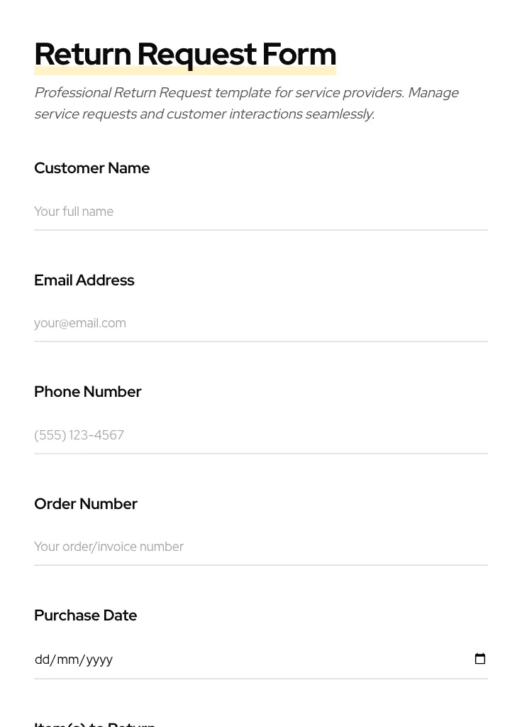 Return Request preview