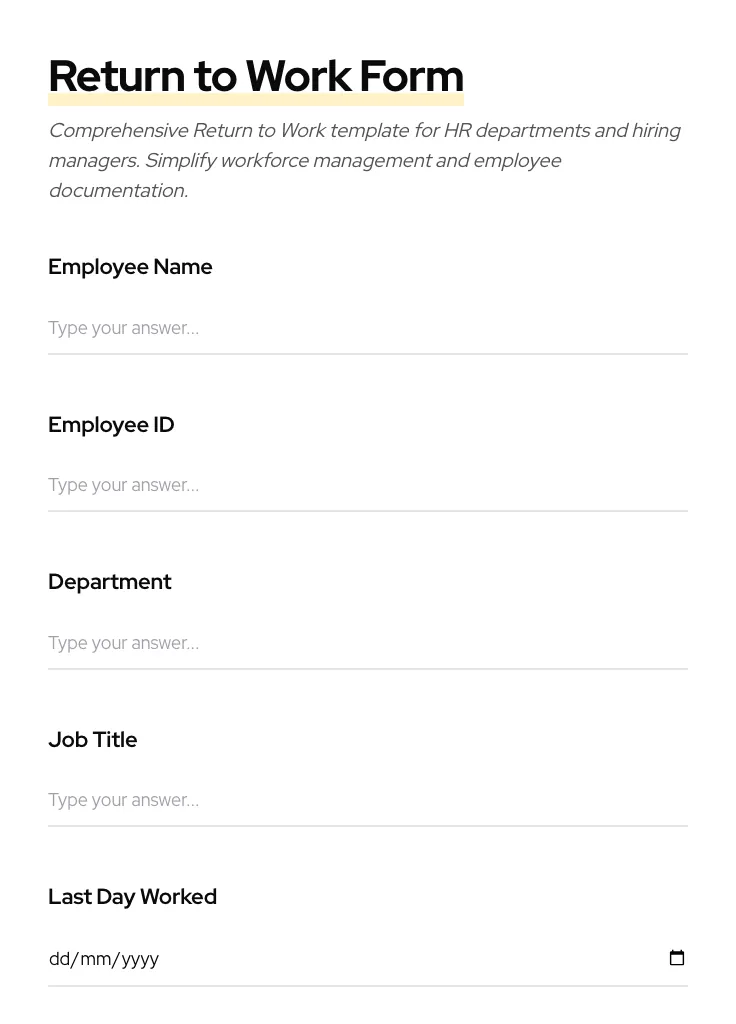 Return to Work preview