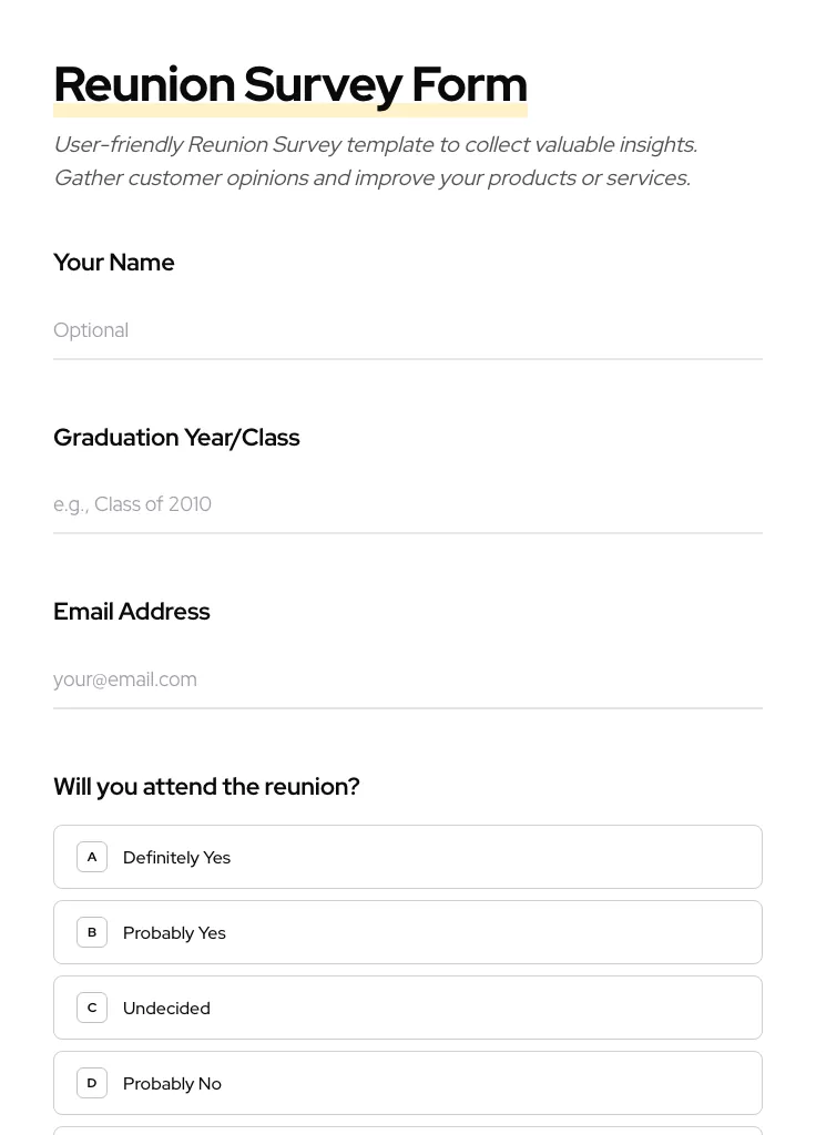 Reunion Survey preview