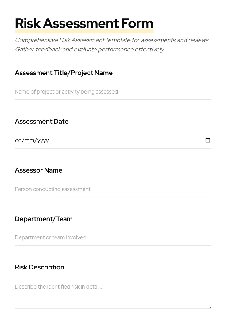 Risk Assessment preview